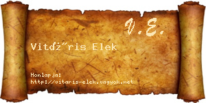 Vitáris Elek névjegykártya